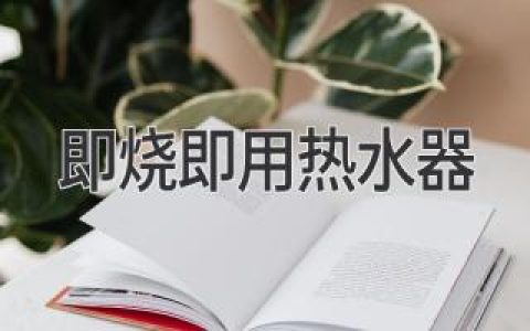 即燒即用熱水器：告別熱水等待，暢享隨心熱水