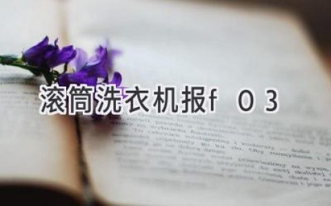 滾筒洗衣機(jī)故障代碼F03：解讀與解決方案