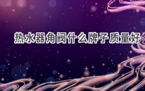 熱水器安全守護(hù)者：揭秘優(yōu)質(zhì)角閥品牌選擇指南