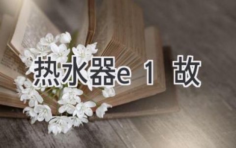 熱水器顯示E1？別慌，快速排查解決故障！